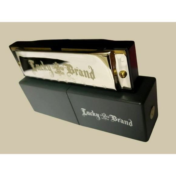 M. Hohner Harmonica LUCKY BRAND Exclusive Chrome  New In Original Case KEY of C - Picture 2 of 15